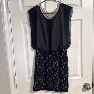 Black and beige (underlay) with lace mini dress - sleeveless - size Medium